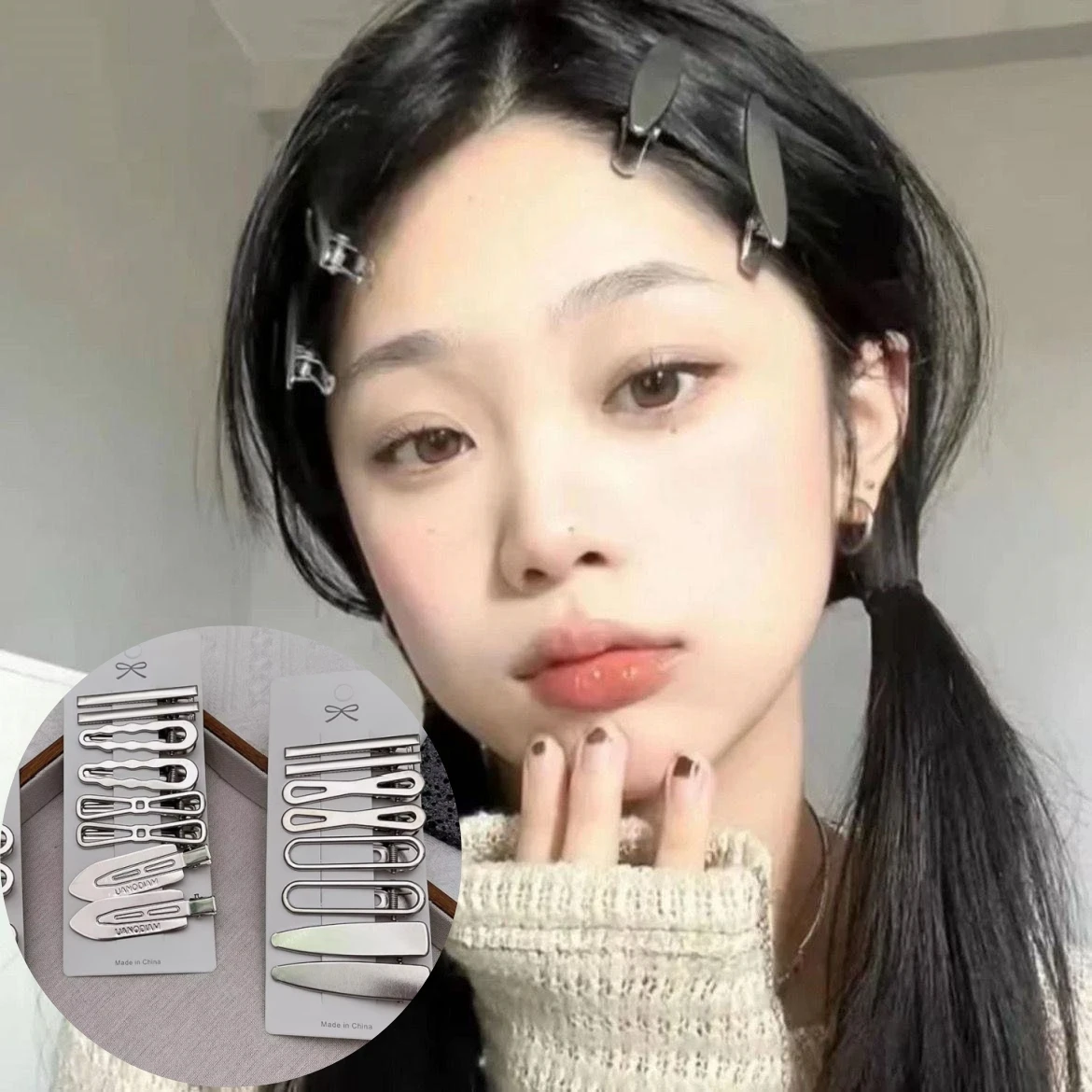 

8pcs Metal Hair Clip With Broken Bangs On The Side, Hair Accessory Silver Clip Y2K Hairpin Barrettes Spicy Girl Bang Side Clip