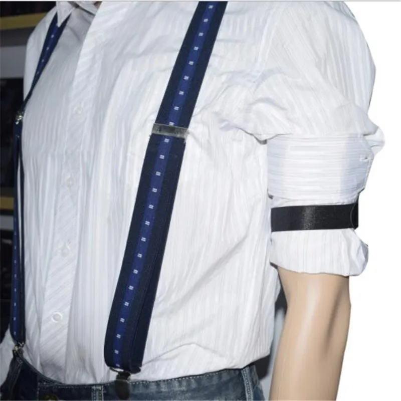 Mens Sleeve Garters Holders Stripe/Plaid Arm Bands Sleeve Shirt Groom Elastic Garter Metal Bracelet For Ladies Non-Slip Strap