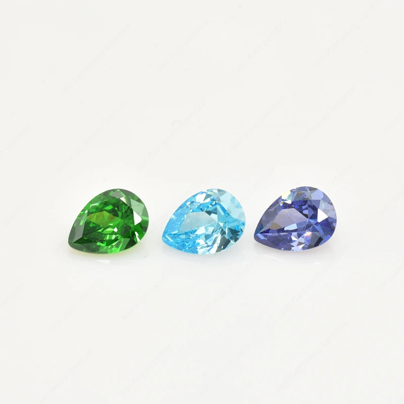 15pcs 1pcs of each colour 3x5mm~10x12mm Loose Pear Shape Cubic Zirconia Bright CZ Stone AAAAA Best Quality Gems