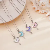 Light Luxury Moon Zircon Pendant Necklace Stainless Steel Chains Cute Water Drop Choker Jewelry Party Gifts For Women Girls