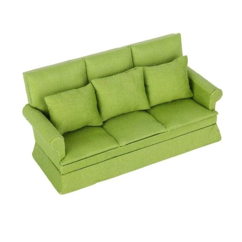 

Q0KB Living Room Трехместная диван модель модель реалистичной винтажной жизни кукольный дом притворяться, игровая мебель диван,