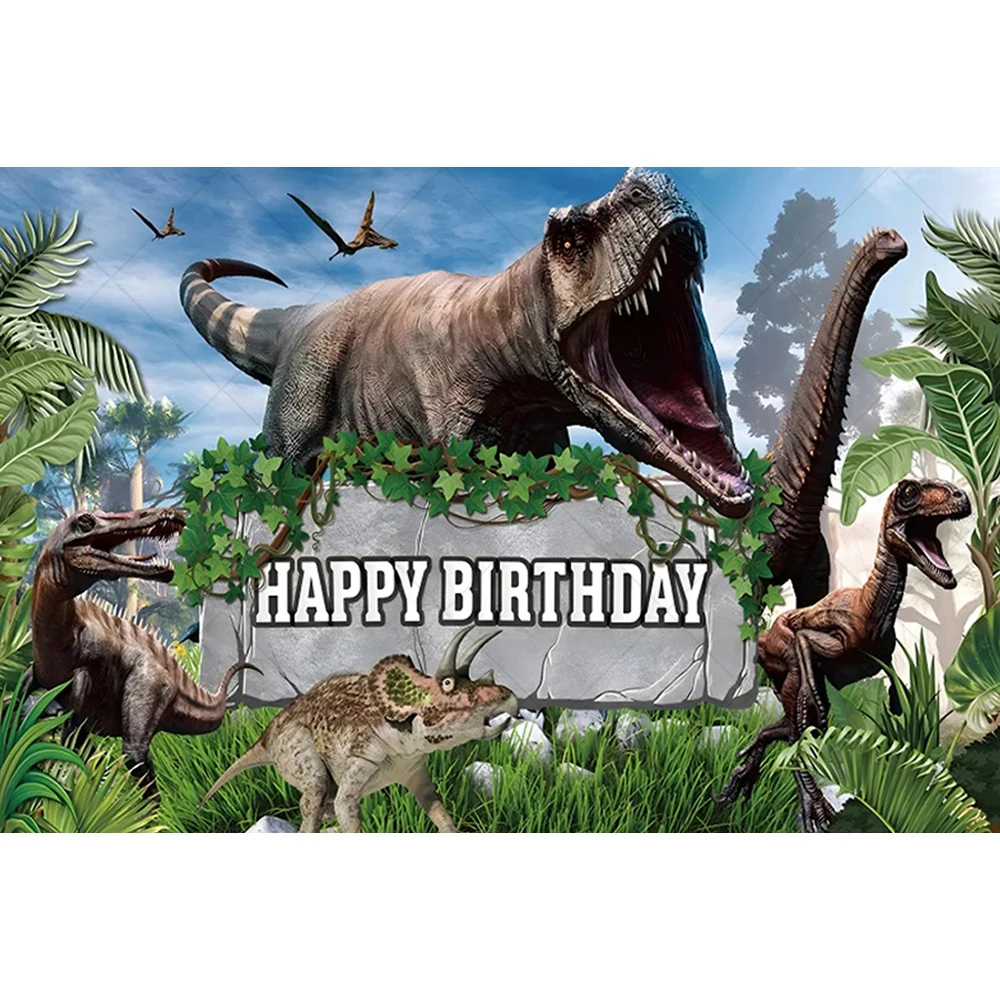 Dinosaur Theme Children\'S Birthday Jurassic Park Photography Background Tropical Jungle Safari Photography Custom Backdrop