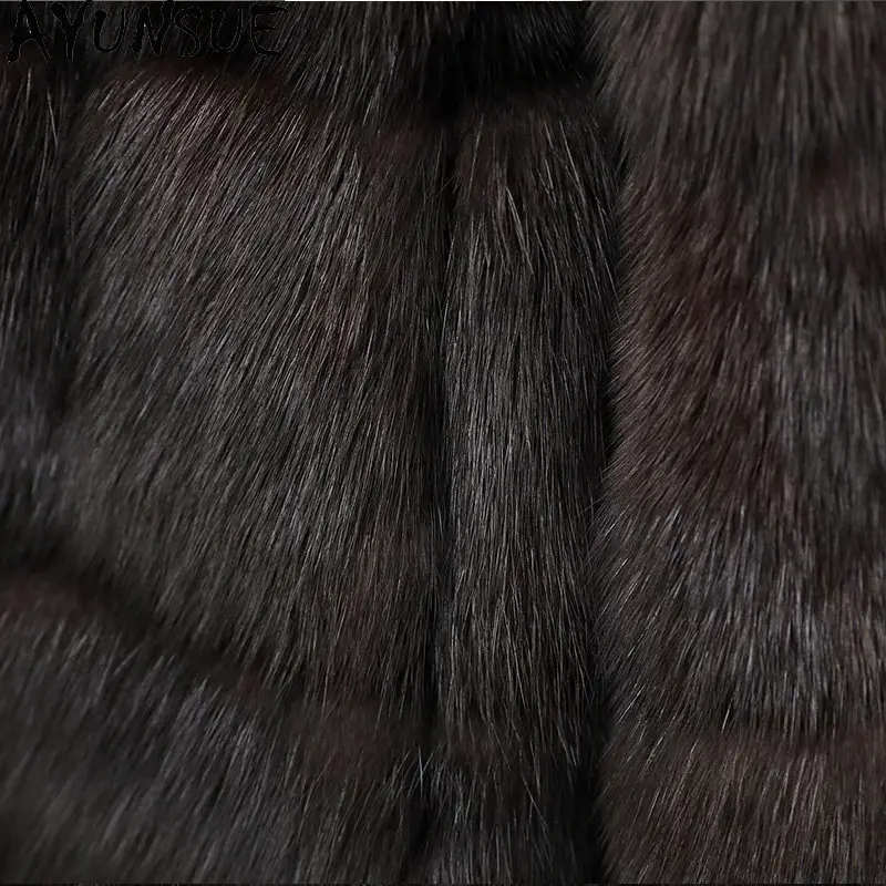 AYUNSUE, abrigo de piel de visón Natural de alta calidad, ropa cálida de invierno para mujer, abrigos de piel auténtica de visón púrpura para mujer, nuevos en abrigos