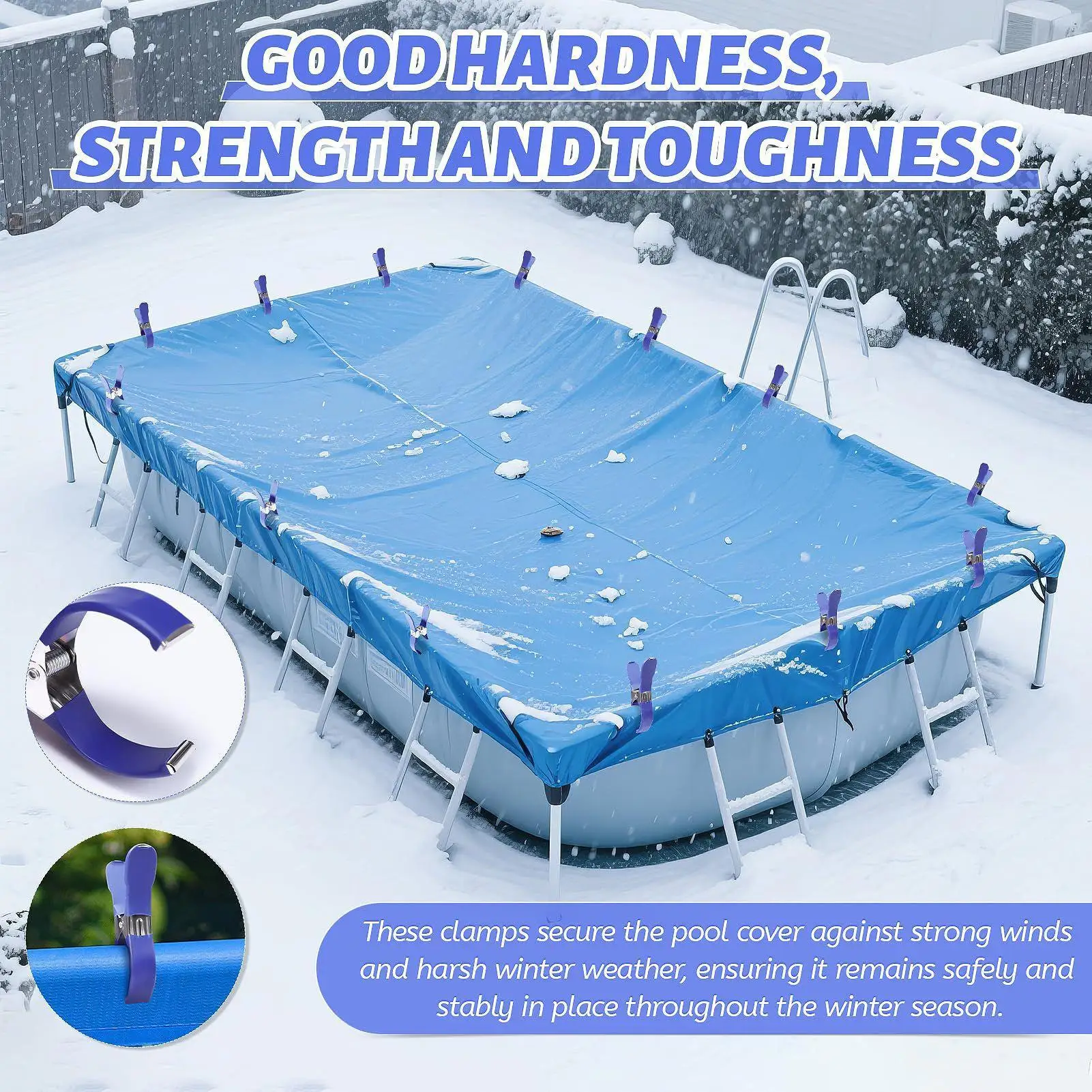 

Pool Cover Clamps 12 Pieces Non-Slip Stainless Steel Fasteners Large Size Windproof Pool Clips for Outdoor Beach Backyard Lawn