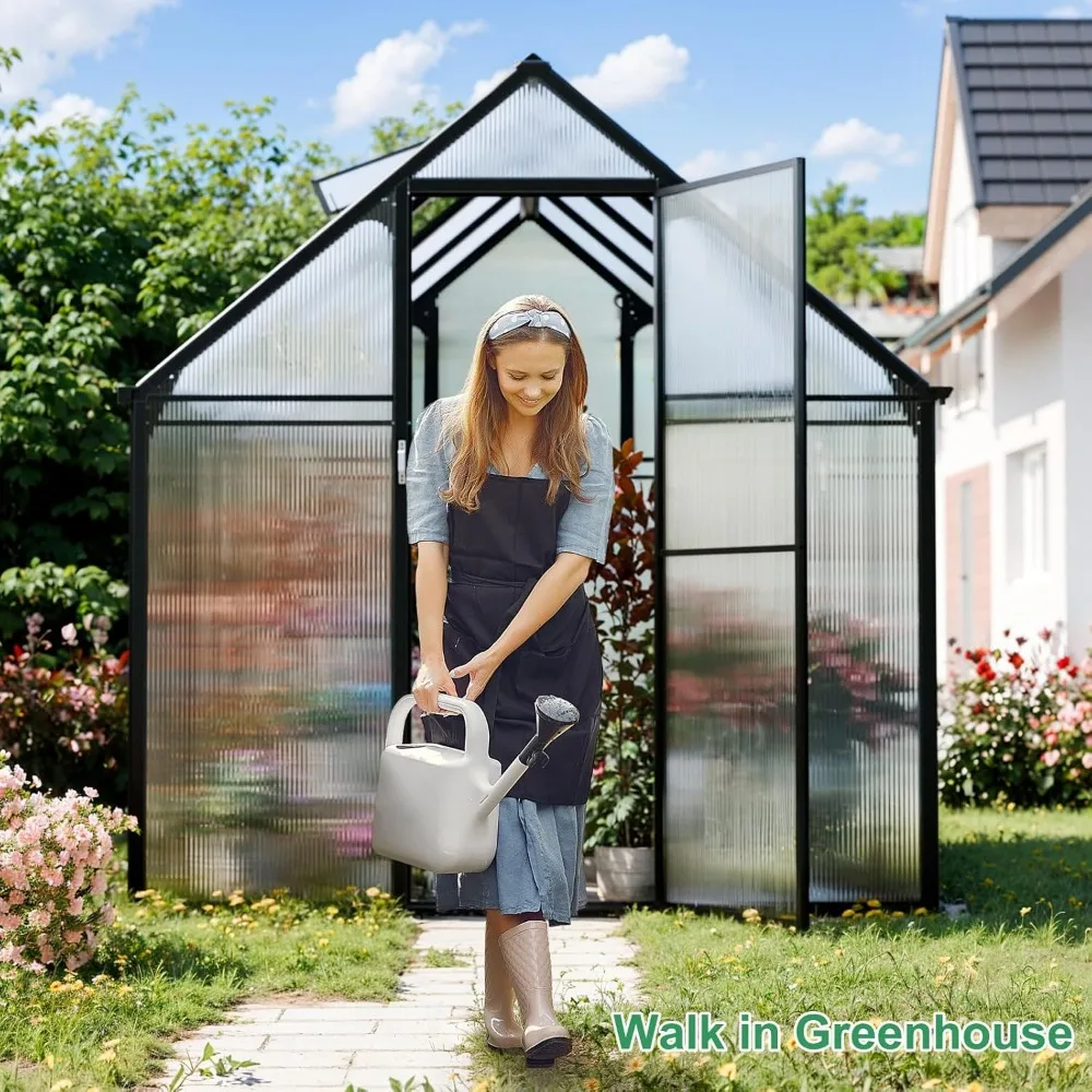 Polycarbonate Greenhouse Kit,8x6x6 FT Outsides Heavy Duty Green House with Windows Door for Backyard Garden, Outside Walk