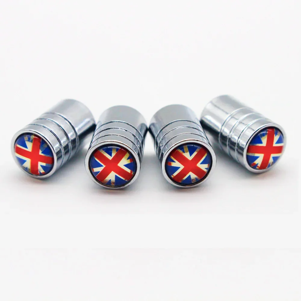 DSYCAR 4Pcs/Set UK Flag Bike Moto Car Tires Wheel Valve Cap Cover Car Styling for Fiat Audi Ford Bmw Mini Jeep Honda lada car