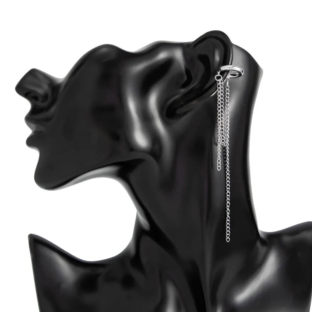 Long Tassel Chain Ear Clip Temperament Imitation Pearl Pearl Metal Chain Clip Earrings Adjustable Ear Cuff Jewelry Accessories