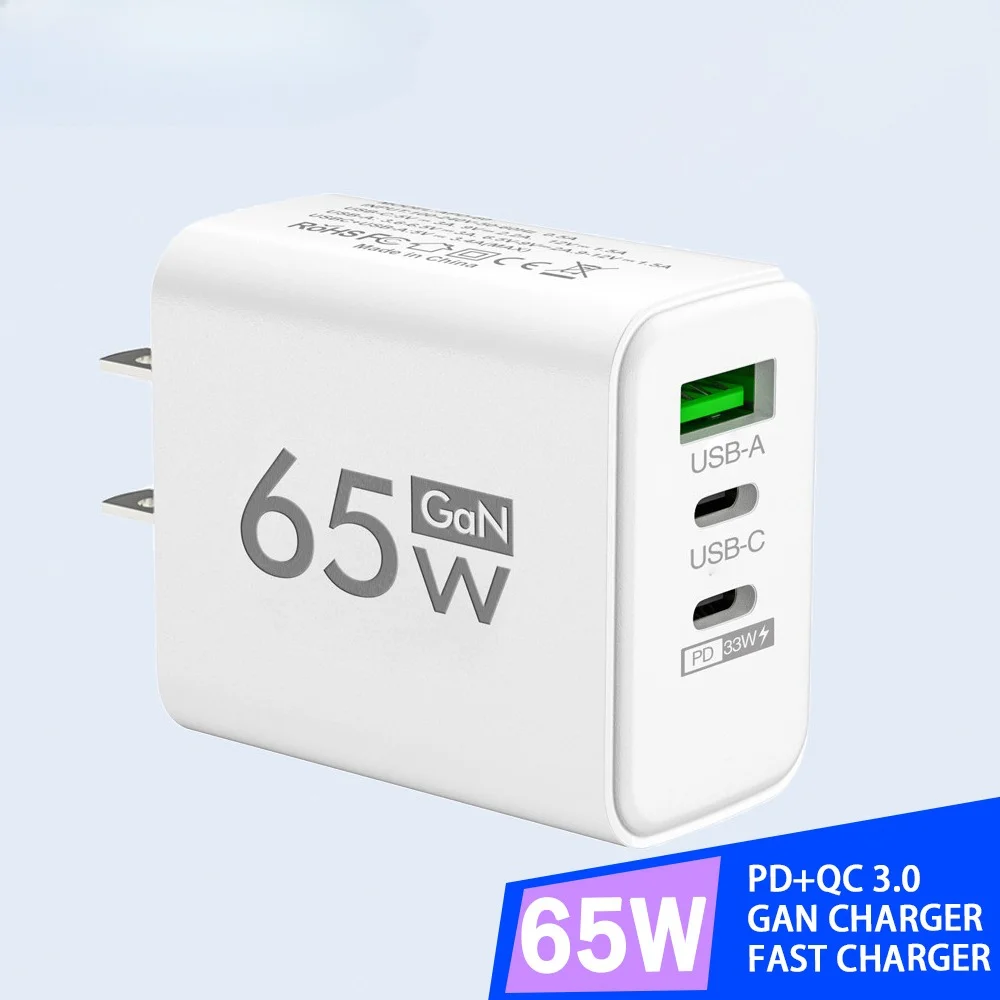 

Зарядное устройство PD 65W GaN USB, быстрая зарядка, адаптер Type-C для мобильных телефонов, для iPhone, Huawei, Quick Charge 3.0, сетевое зарядное устройство с вилками EU/US/KR