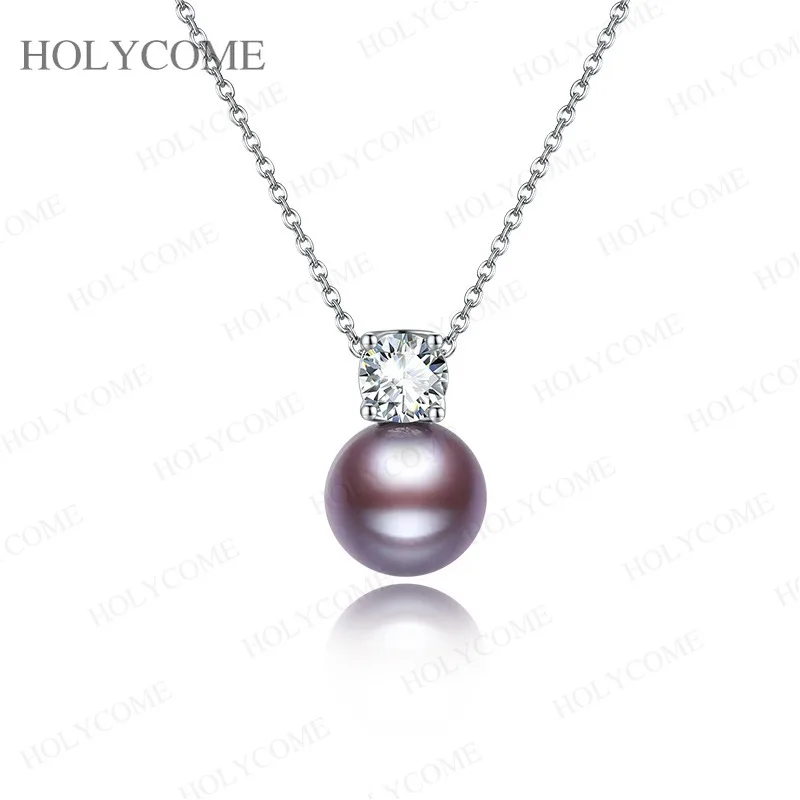 

925 Sterling Silver Necklace Moissanite Pearl Pendant Neckalce VVS1 5mm Fine Jewelry For Wedding Engagement Jewelry Gifts Charms