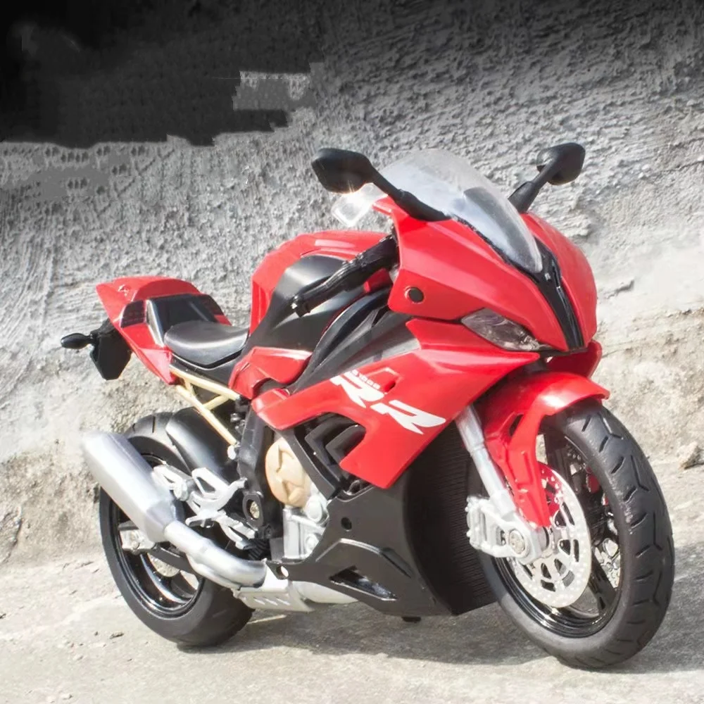 โมเดลรถมอเตอร์ไซค์ BMW S1000RR ขนาด 1/12 ของเล่นโลหะผสมแบบหล่อขึ้นรูป จำลองแบบรถมอเตอร์ไซค์ ของสะสมตกแต่ง ของเล่นเด็กผู้ชาย ของขวัญ
