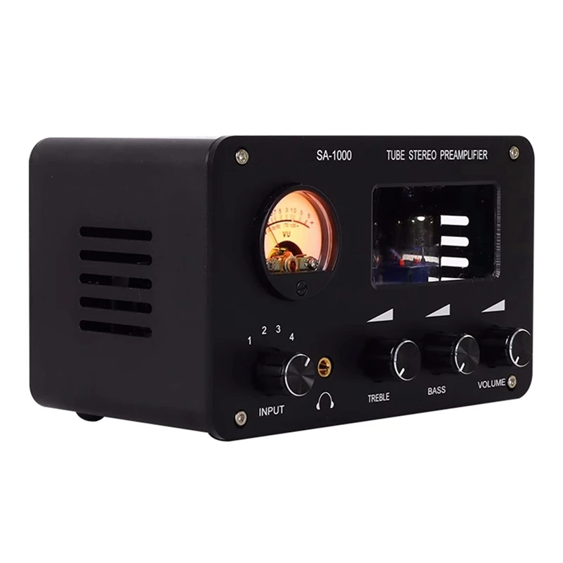 

Audiophile Tube 4 Input 2 Output With Built-In VU Level Meter High-Bass Adjustment Headphone Amplifier With US Plug