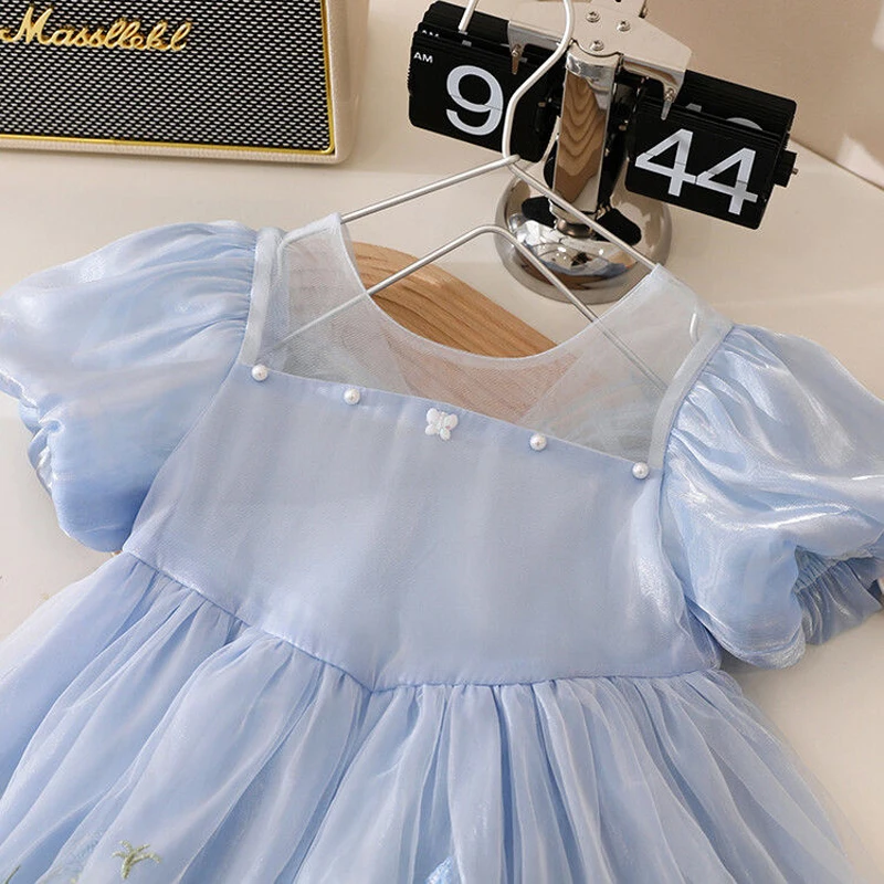 Summer Baby Dress Summer Girl Gauze skirt Birthday Princess Dress butterfly Floral Childrens Voile Puff Ball Gowns Dresses 2-8 Y