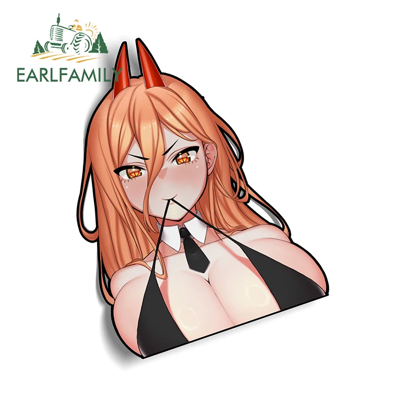 EARLFAMILY 13cm × 9.7cm Sexy Power Design Car Stickers Big Breats Anime Girl Graffiti Decals Personal Car Air Conditioner