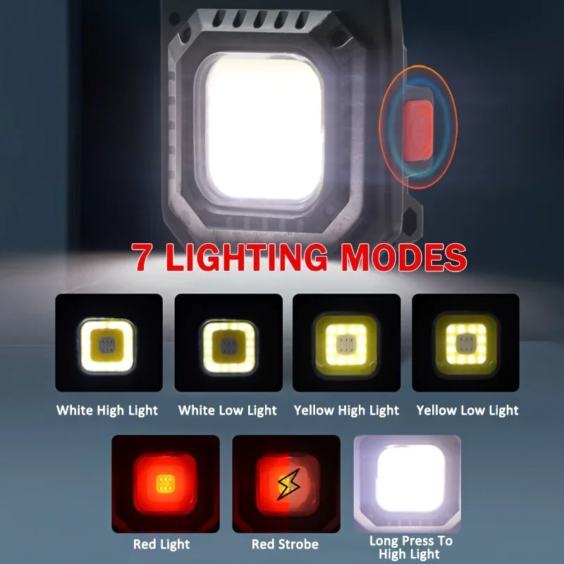 Mini Portable Keychain COB LED Work Light with Battery Display USB Rechargeable Flashlight Bottle Opener for Camping Emergency