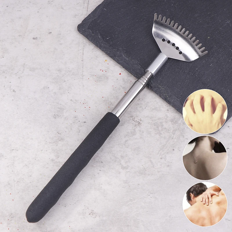 Extendable Back Scratcher The Head Has 15 Rakes, Stainless Steel Portable Telescopic Rubber Handle Back Scratchers