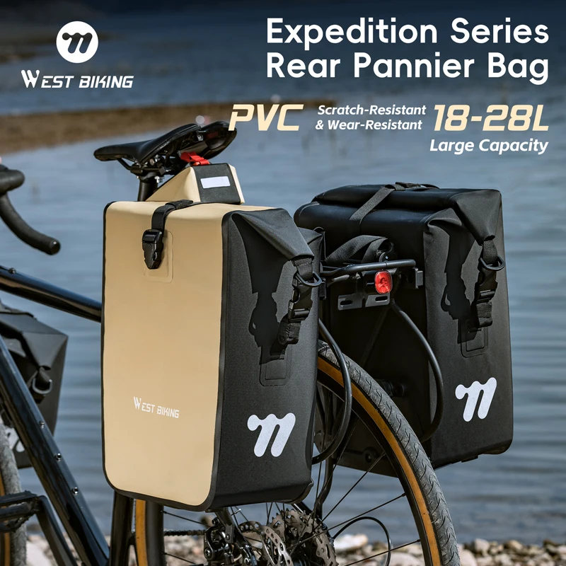 

WEST BIKING Expedition Series Bike Rear Rack Bag PVC Waterproof Side Bag Quick Release Rear Seat Rack Bag Bike Cargo Carrier Bag