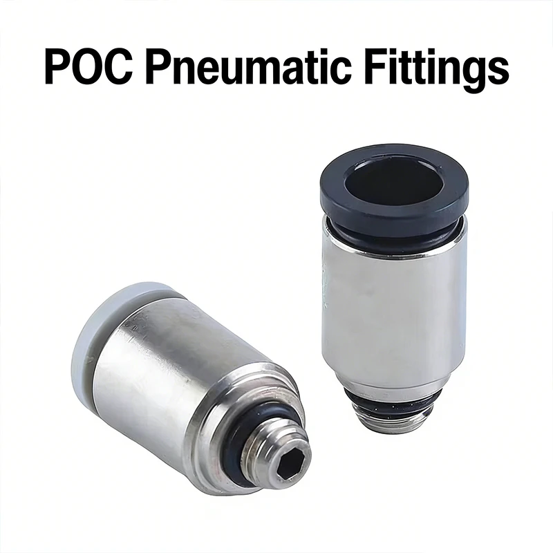 

10pcs POC3/4/5/6mm-M3/M5/M6 01 Mini Pneumatic Fittings Round Thread Straight Through Air Pipe With Hexagonal Hole Micro