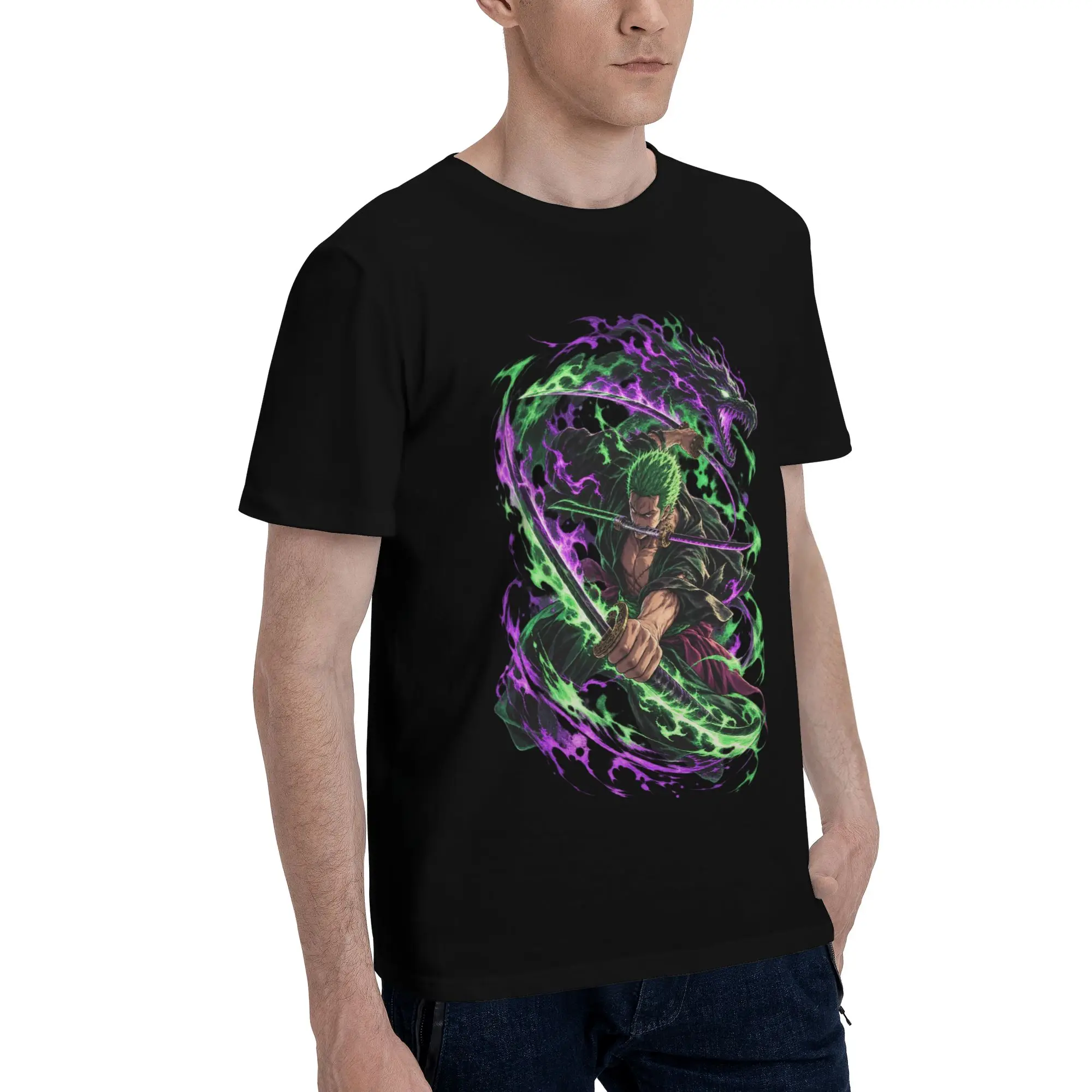 Roronoa Zoro Men T-Shirt Clothes One Pieces Hipster Tee Shirt Short Sleeve fugees 100% Cotton