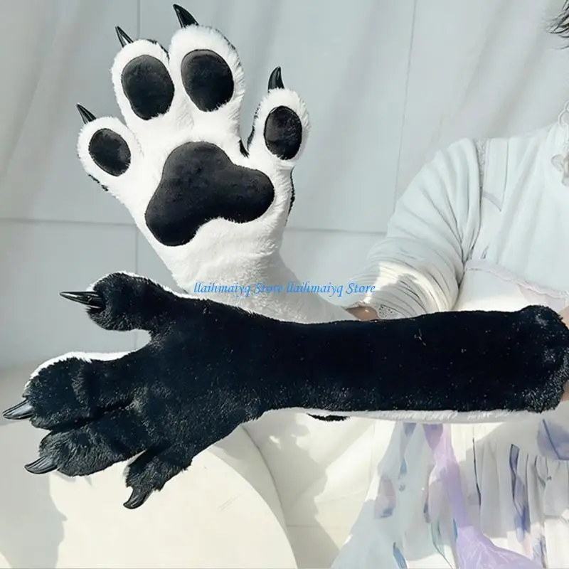 573B Cats Claw Gloves Fursuit Animal Wolf Paws Mittens Halloween Cosplay Costume Accessories Therians Gear Gift Women Men