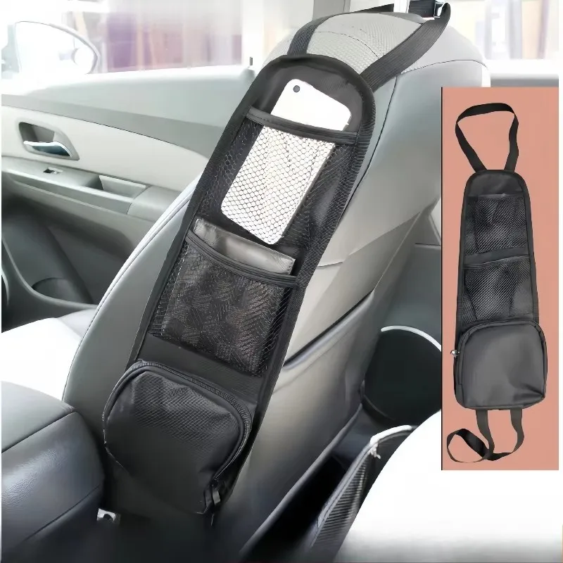 

Black Universal Car Seat Side Organizer Multi-Pocket Automotive Front Seat Phones Drink Wallet Organizer For Cars SUV & Truck