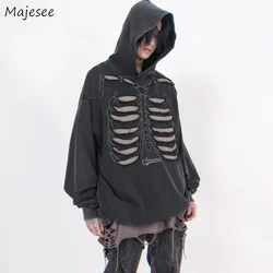 Bluzy Mężczyźni Vintage Baggy Pary Odzież wierzchnia Osobowość Sprany styl amerykański Moda hip-hopowa Przystojny Streetwear All-match Hombre