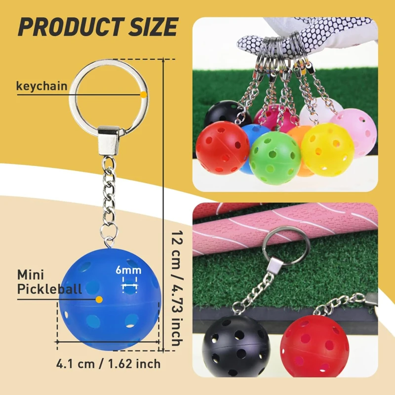 50 Pcs Creative Pickleball Ornament Pickleball Keychains Bulk Mini Pickleball Keychain for Keychains Luggage Tags Sports Bag