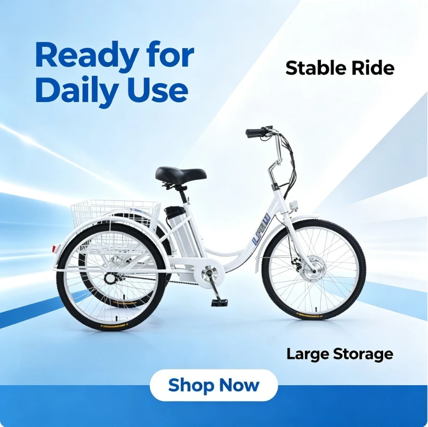 24" Electric Tricycle Elderly 3 Wheel Bike 250W Motorized Trike Adult Pedal Assist Senior Mobility Scooter Bicycle With Basket view 6