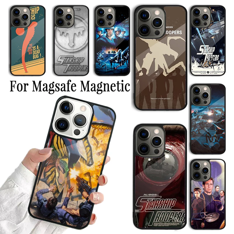 Phone Case For iPhone 16 15 14 13 12 11 Pro Max Plus Magsafe Magnetic Wireless Charging Science Fiction Movie Starship Troopers