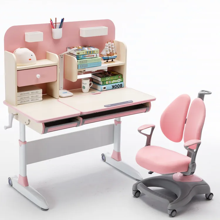 

New Kids Study Desk with Book Holder Stand and Drawer Storage Wooden Student Learning Children Tables