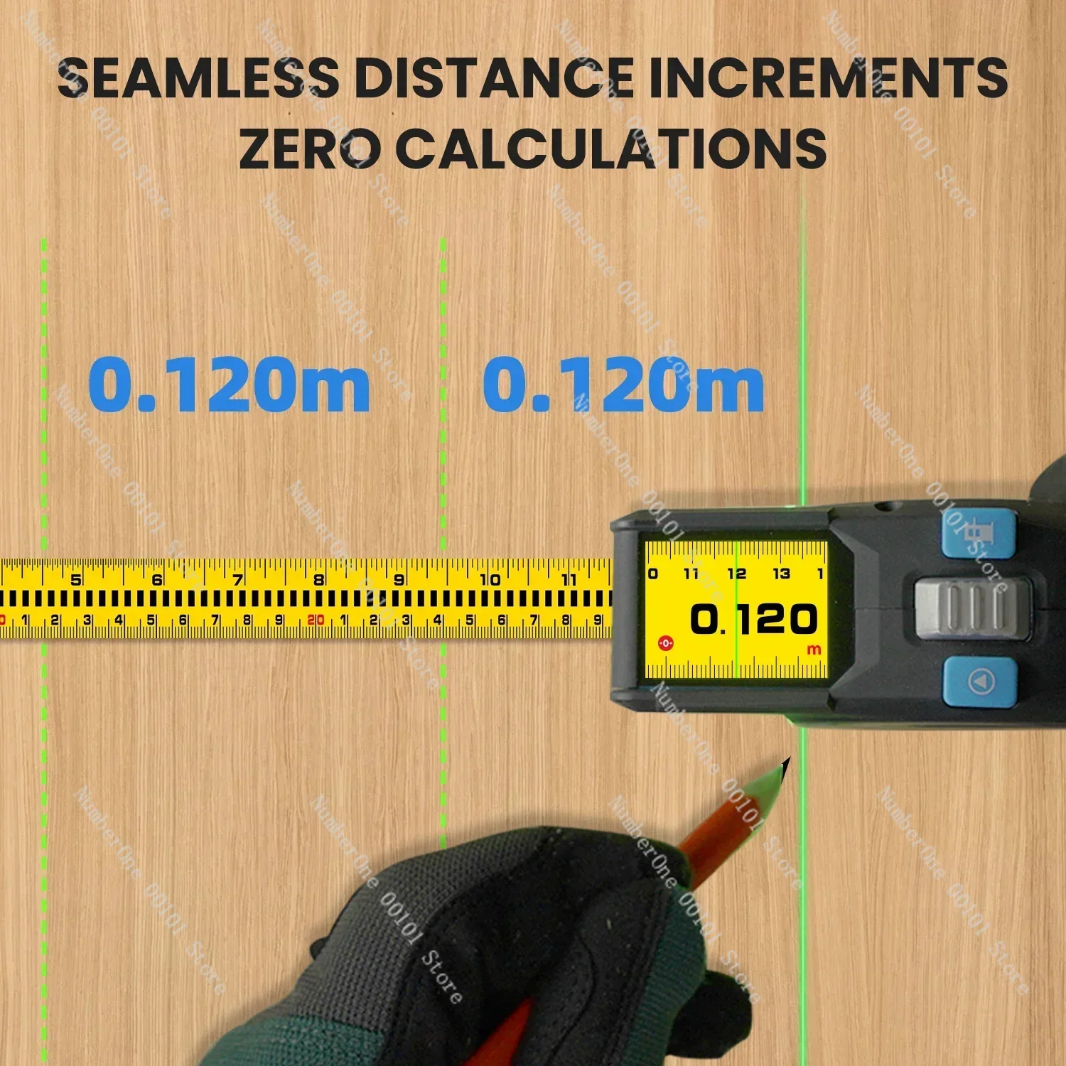 100M  Tape DTX10 Sophisticated  Distance Meter Bluetooth  Tape Measure with Green  Line Marking,for Design