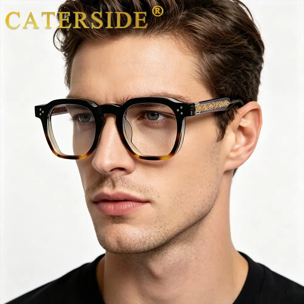 CATERSIDE Neue Herren-Modebrillenfassung, quadratisch, dicker Rahmen, Brillenfassung für Damen, für Outdoor-Reisen, einfache dekorative Brille – Detail 5
