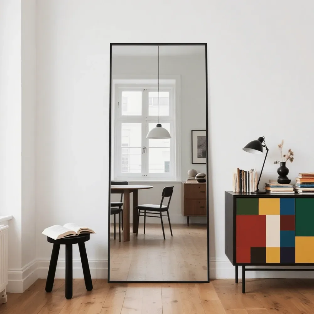 

Full Length Mirror, 58 X18 Floor Mirror, Floor Standing Freestanding Full Body Mirror With Stand For Bedroom, Hanging Mounted F