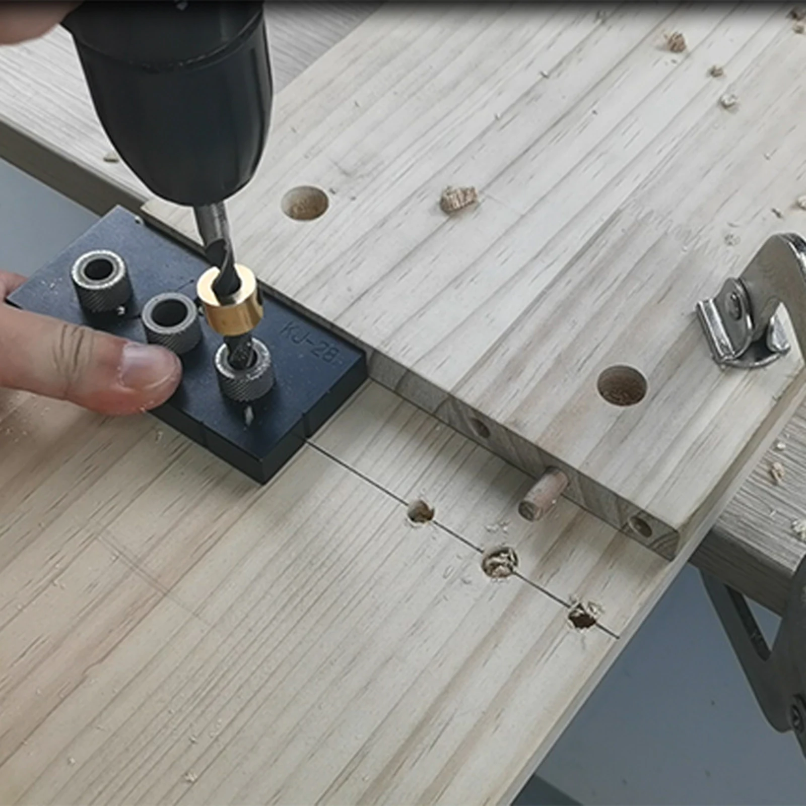 3 in 1 Adjustable Woodworking Doweling Jig Kit Pocket Hole Jig Drilling Guide Locator For Furniture Connecting Hole Puncher Tool