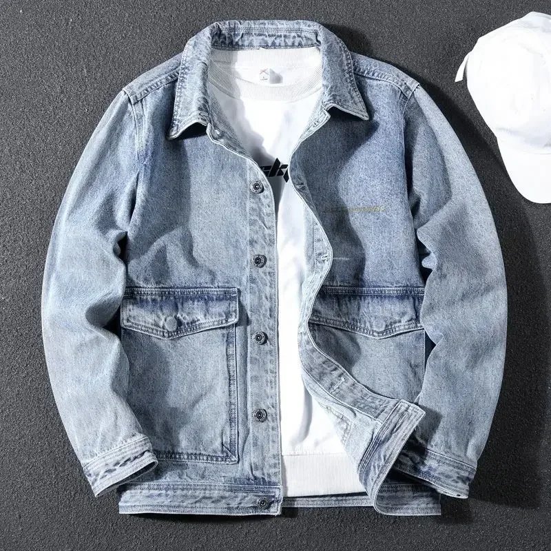 Men's Denim Jacket Cargo Gray Male Jean Coats Autumn Original High Quality Winter Outerwear Fashion Cheap Price Stylish Korea G