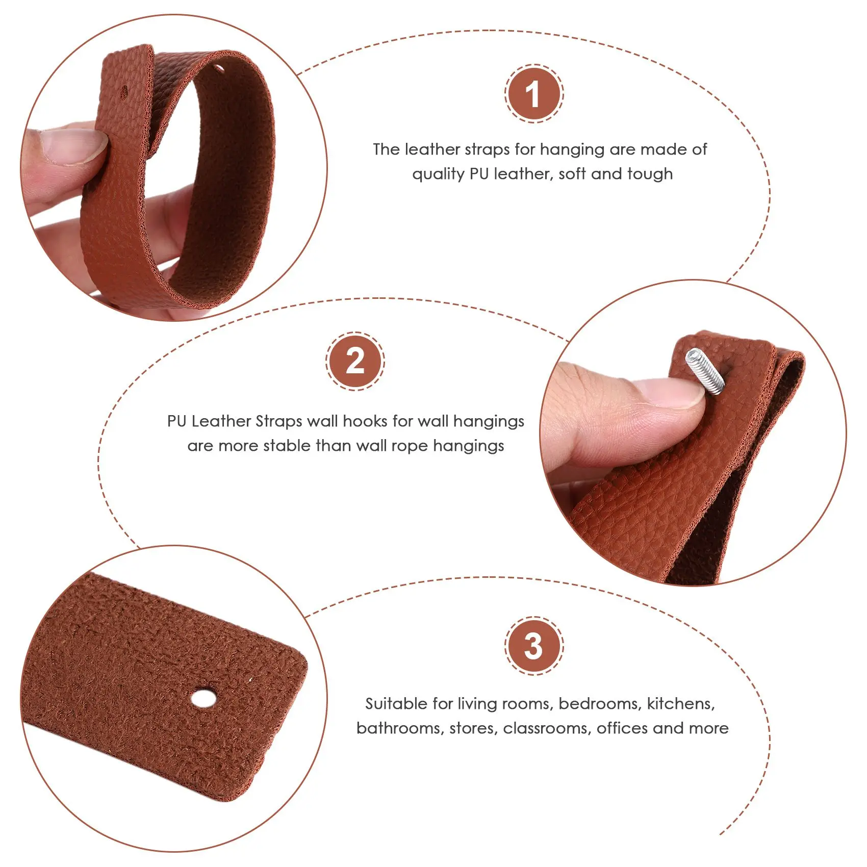 

RABIT AS59~ 10 шт. настенных крючков, держатели для карнизов из искусственной кожи, кожаные ремни для подвесных кронштейнов, крючки для хранения в доме своими руками, настенные крючки в стиле бохо