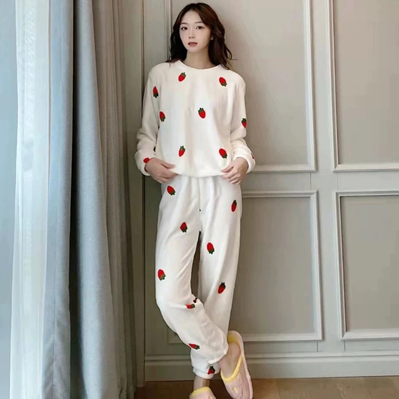 

Осенне-зимние тонкие женские брюки с длинными рукавами, одежда для сна, домашняя одежда с героями мультфильмов, легкая, удобная, милая и милая, новинка из двух предметов