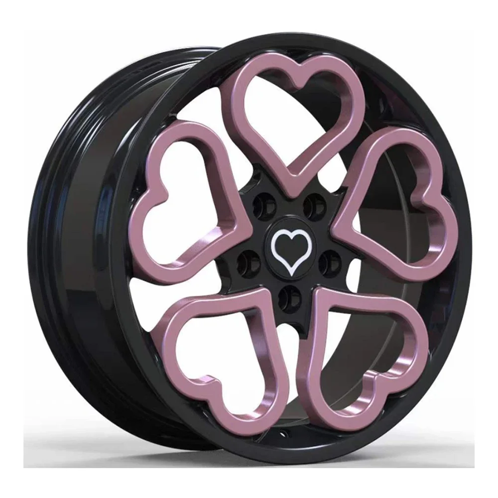 17 Inch One Piece 5 Lugs light purple Love Heart Rims Monoblock Forged Wheels For Audi A3 A4 A5 A6 Rims