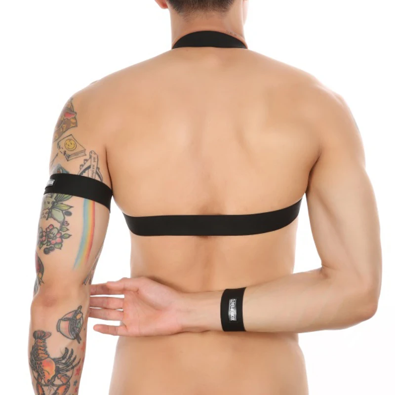 CLEVER-MENMODE Harness Body Chest Belt Lingerie Men Sexy Elastic Shoulder Bondage Strap Male Erotic Costume hombre With Arm Band