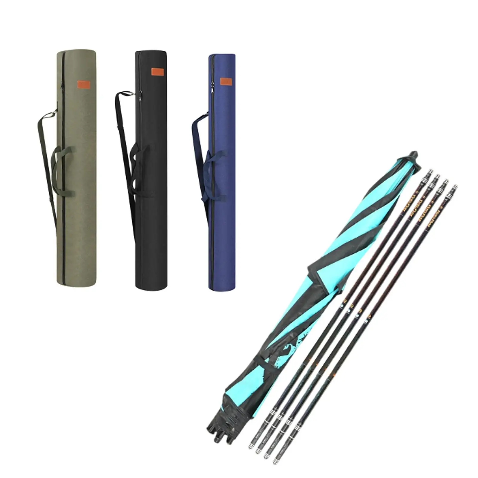 

Fishing Rod Bag Protector Large Capacity Portable Zipper Closure Folding Fishing Rod Reel Bag Organizer