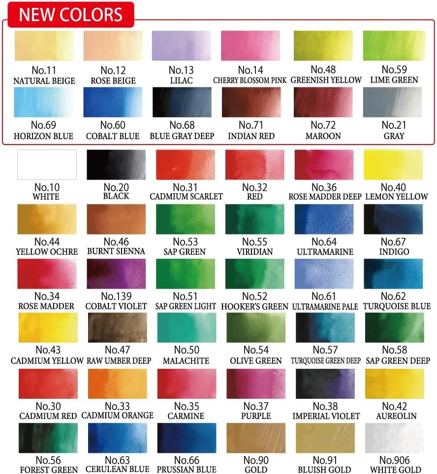 Japan Kuretake GANSAI TAMBI Einfarbiges, festes Aquarellpigment, professionelle Qualität, für Künstler, Anfänger, Kinder, ungiftig – Detail 5