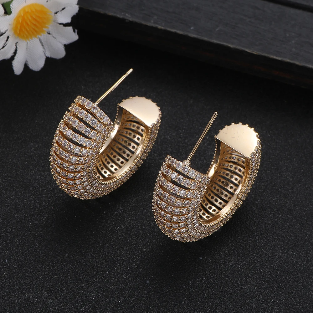 

1 пара серег-колец с золотыми кристаллами для вечеринки, модные женские ювелирные изделия, подарок на свадьбу