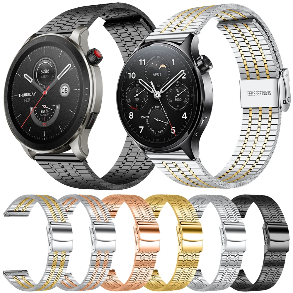 Metal Stainless Steel Strap For Amazfit GTR 4 / GTR 3 Pro 2 2e 47mm Band For Mi Watch S1 Pro/Watch color 2 20 22mm Belt Bracelet