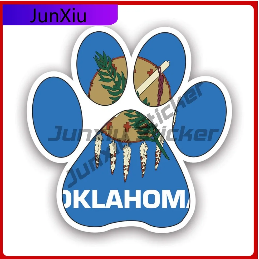 

Oklahoma State Paw Print Shaped Sticker Creative Decals Dog Dogs Cat Cats Pet Pets Puppy Prints State Flag Patriotic Car Sticker