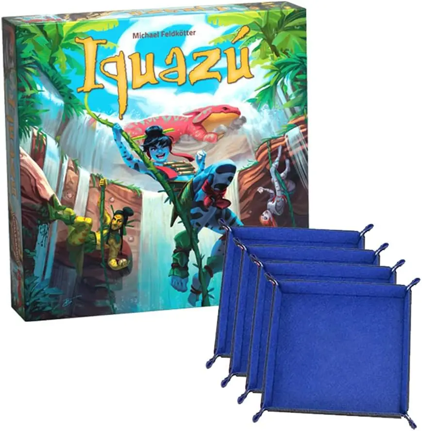 

Iquazu Board Game and Four Blue Dice Tray Bundle Brought to You Iquazu Land Board Game English Rules Included
