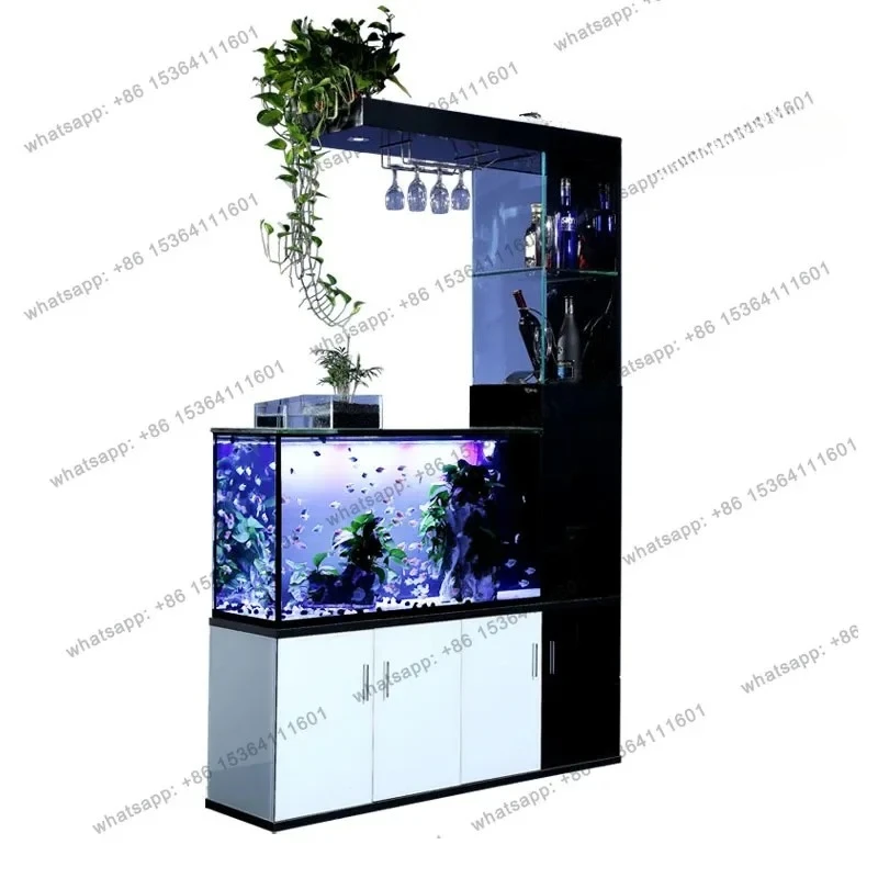 yj21 Side filter fish tank, living room, lazy entrance partition, ecological water-free glass aquarium