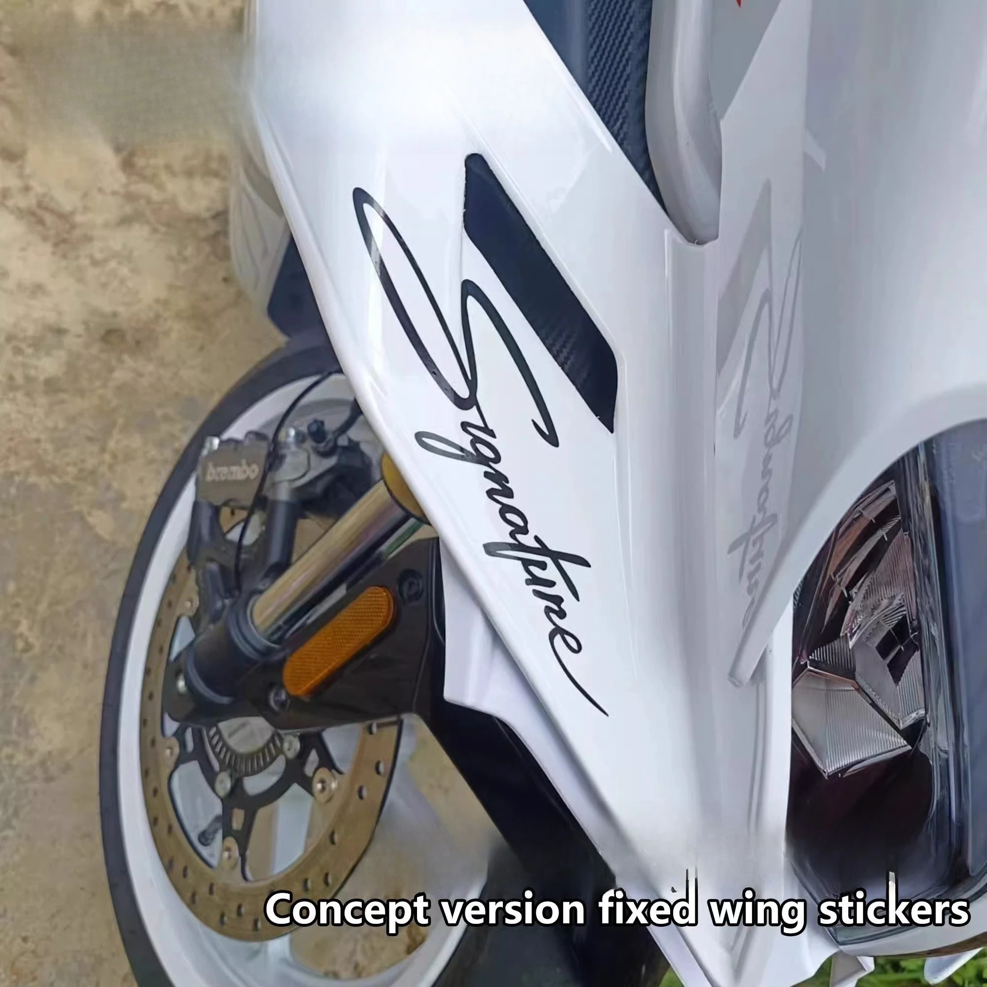 

For the concept version of CFMOTO 450SR with adjustable wing. Multi-color English stickers. Self-designed and DIY.