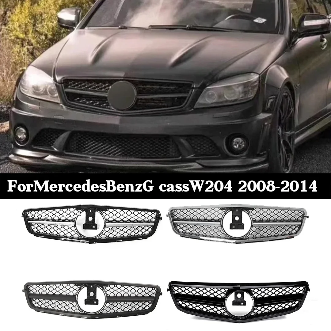

For Mercedes Benz C Class W204 C63 AMG 2008-2011 Front Bumper Grille, ABS Plastic Hood Mesh Cover Replacement & Body Kits