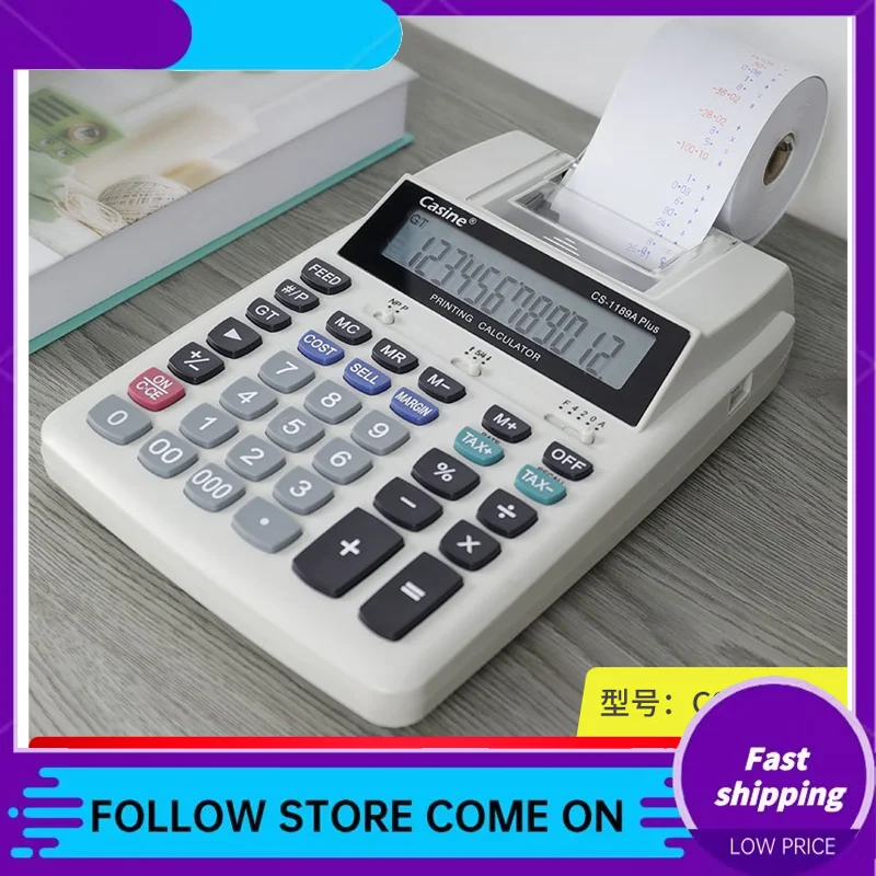 Klt Ink Wheel Dual Color Printing Desktop Calculator 12 Bit Metal Panel Printing Calculator Learning And Office Supplies