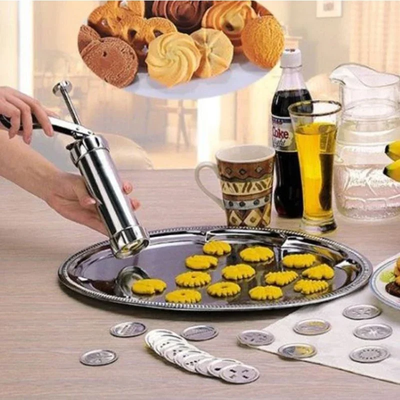 Aluminium Alloy Cookie Press Maker Sets Cookie Cutter Mold Gun DIY Pastry Nozzles Syringe Extruder Kitchen Baking Tools