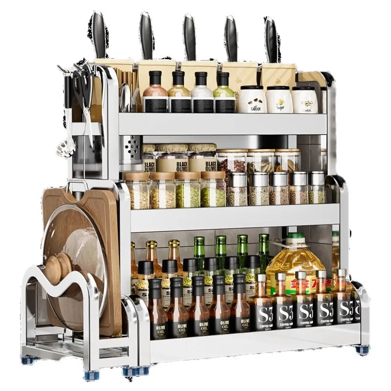 

304 stainless steel, kitchen, condiments, shelves, multi-function